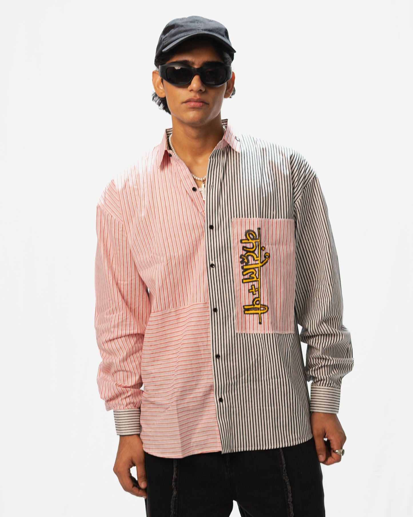 LOGO MISMATCHED STRIPES SHIRT