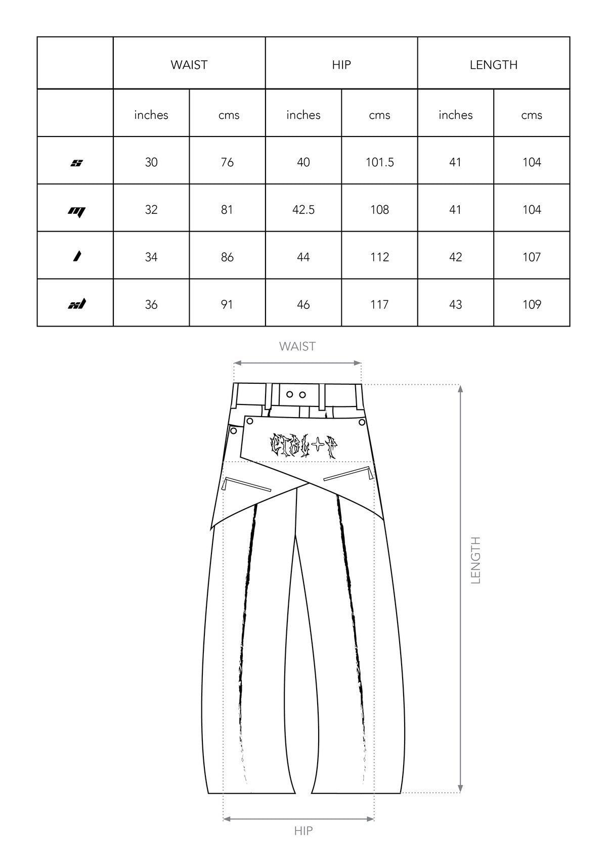 Size chart for SKIRT JEANS